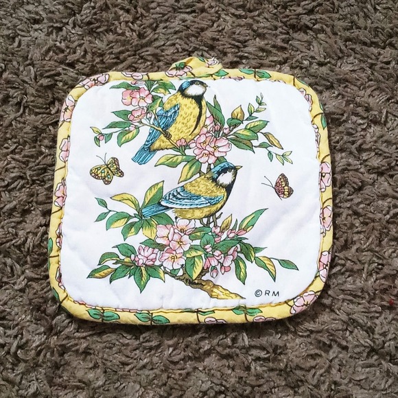 Vtg Spring Robins Butterfly Flowers Pot Holder (lb) - Picture 1 of 4